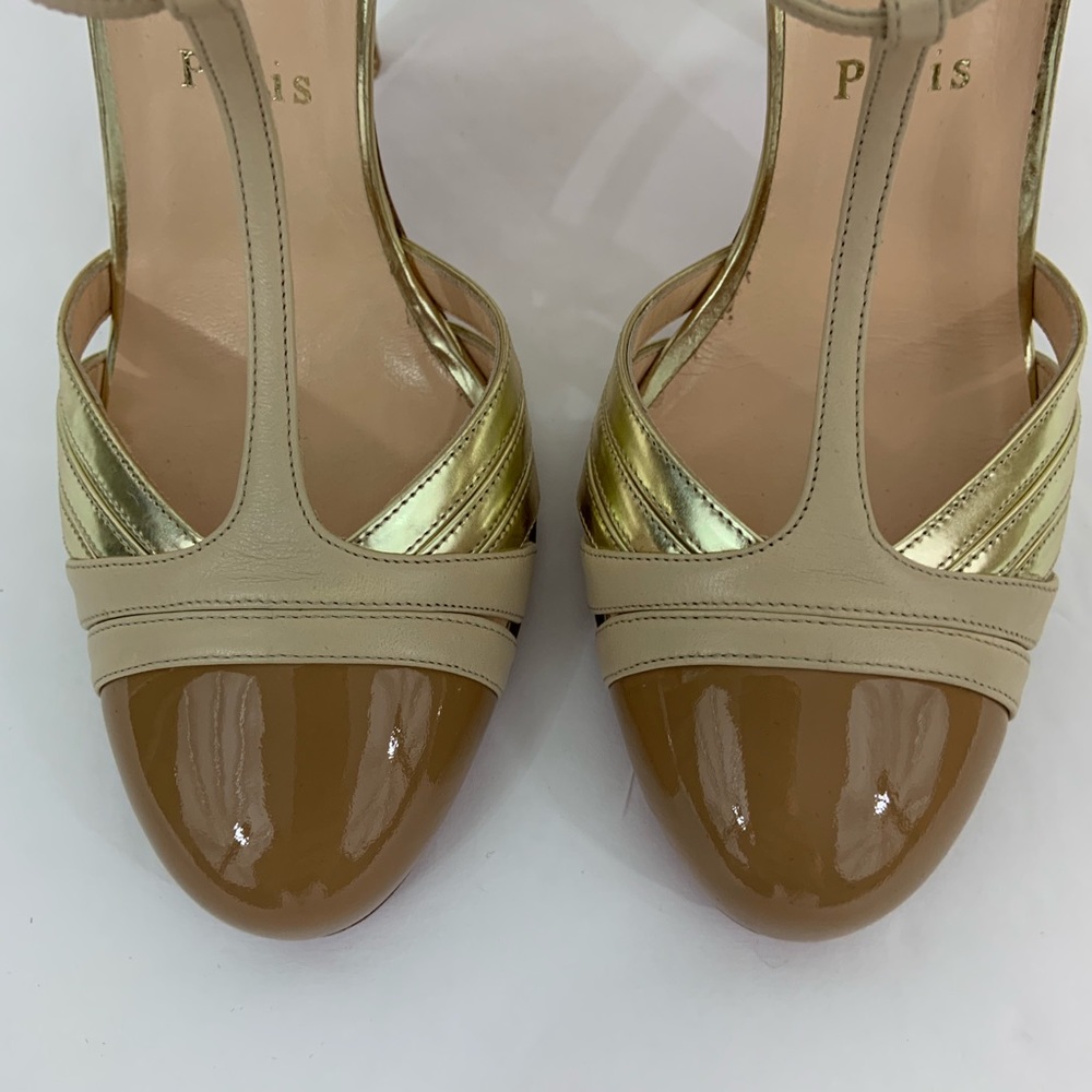 Christian Louboutin Gino nude gold T strap - Picture 6 of 8